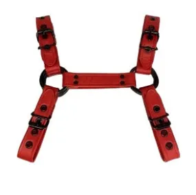 Harness Buckles - Red Leather with Black Hardware - Large