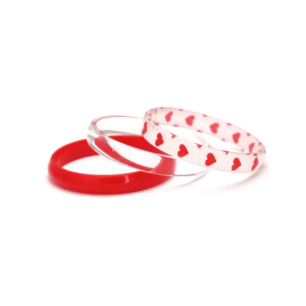 Hearts printed red bangles set