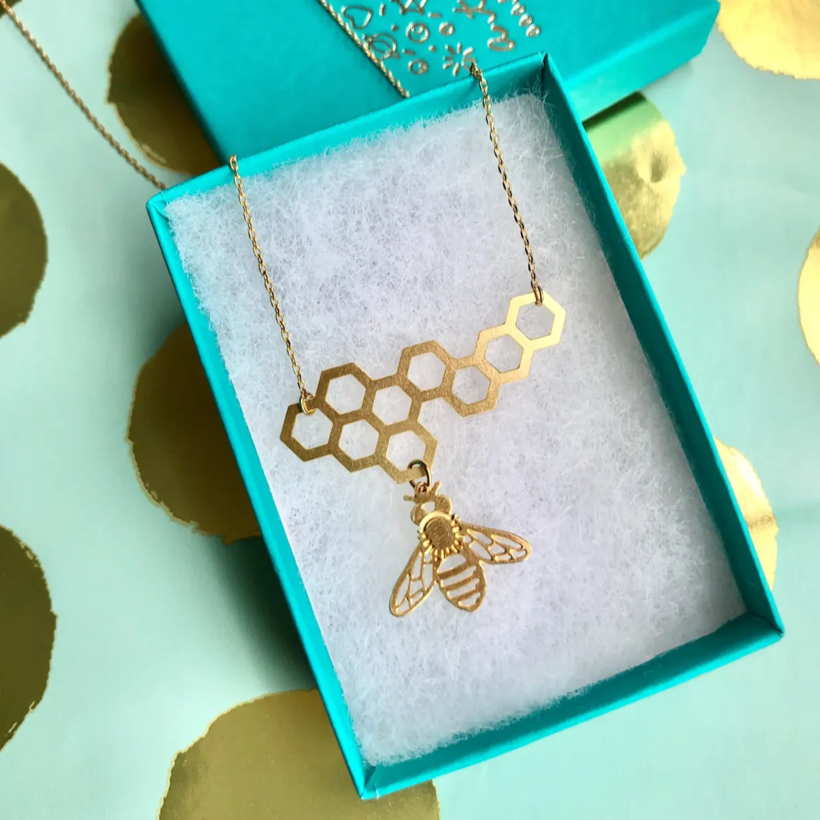 Honeybee   Honeycomb Necklace