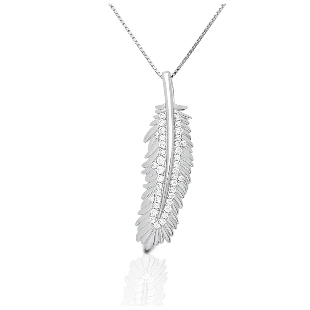 Kelly Herd Shimmering Feather Pendant Sterling Necklace