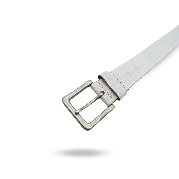 KHALID - Mens Off-White Leather Belt CLEARANCE