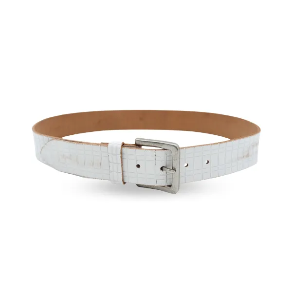 KHALID - Mens Off-White Leather Belt CLEARANCE
