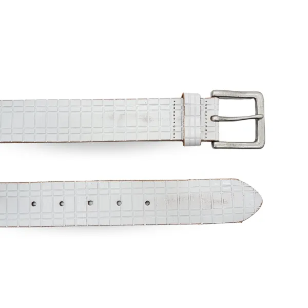 KHALID - Mens Off-White Leather Belt CLEARANCE