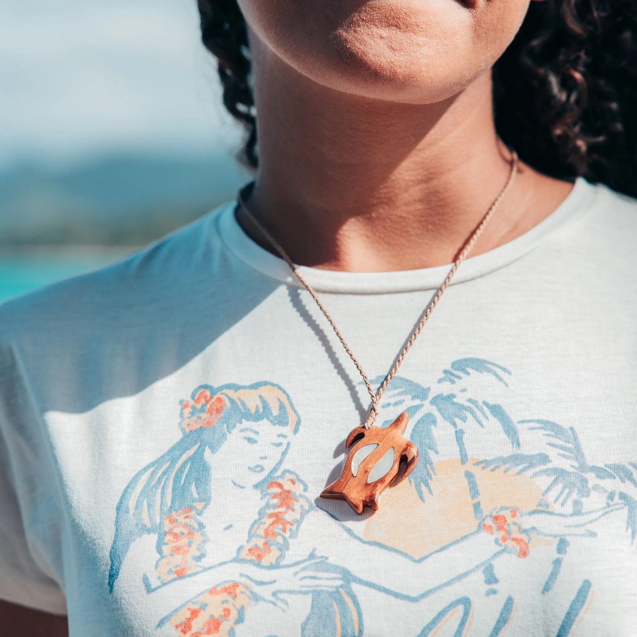 Koa Honu (Sea Turtle) with Mother of PearI Inlay Necklace