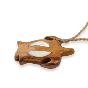 Koa Honu (Sea Turtle) with Mother of PearI Inlay Necklace