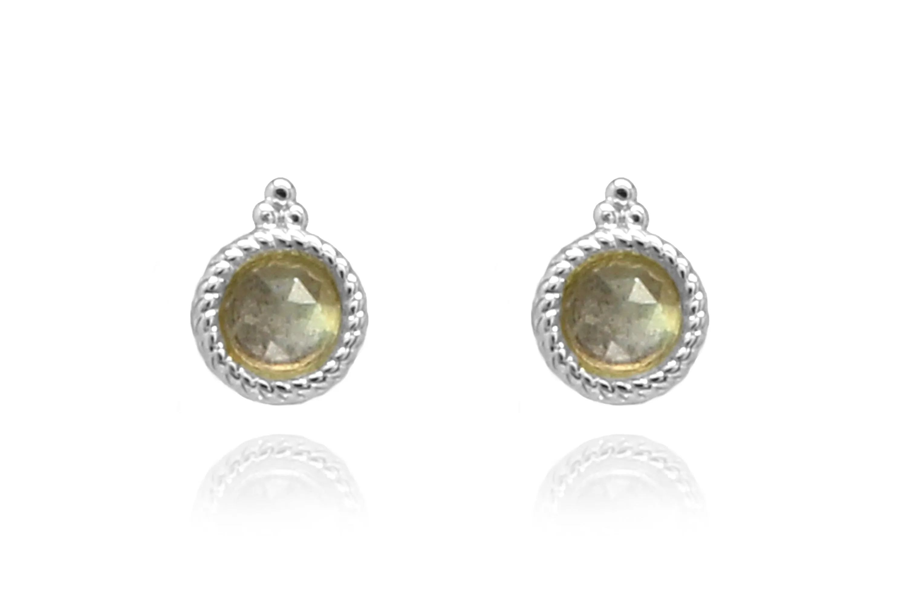 Labradorite Gemstone Silver Stud Earrings