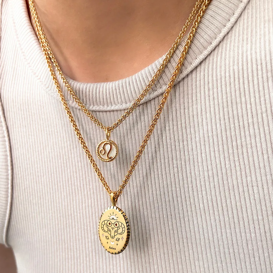 Leo Zodiac Mother of Pearl 14K Gold Vermeil Pendant