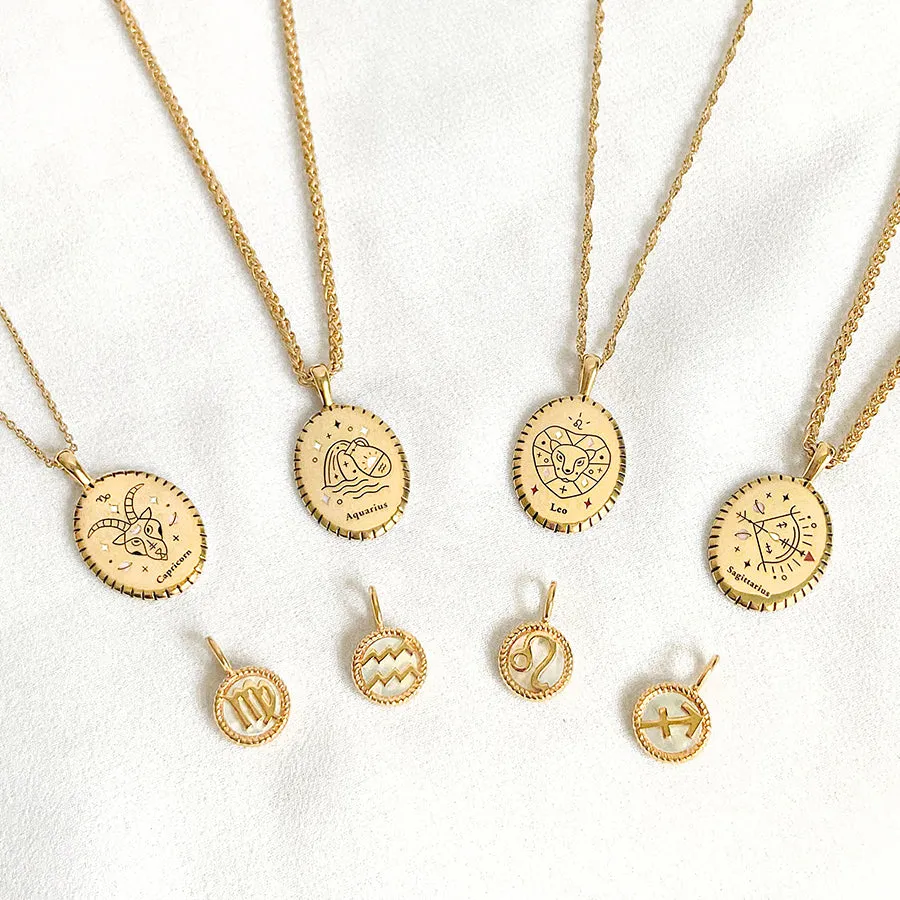 Leo Zodiac Mother of Pearl 14K Gold Vermeil Pendant