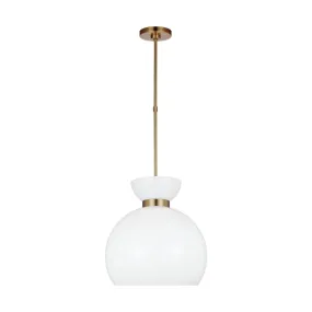Londyn 16 in. Pendant Light Brushed Brass finish Milk White Shade