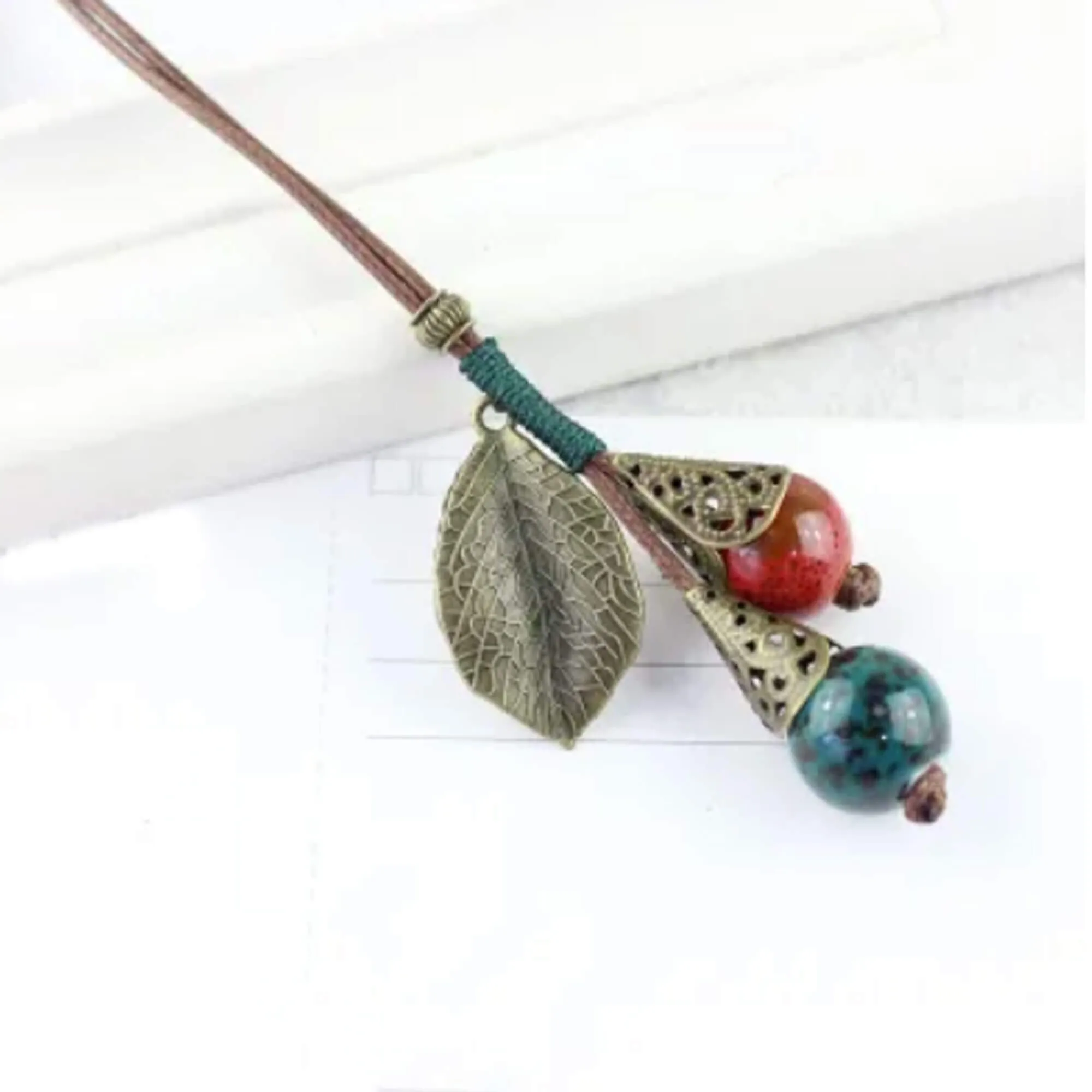 Long Ceramic Bead Necklace for Women | Bohemian Jewellery