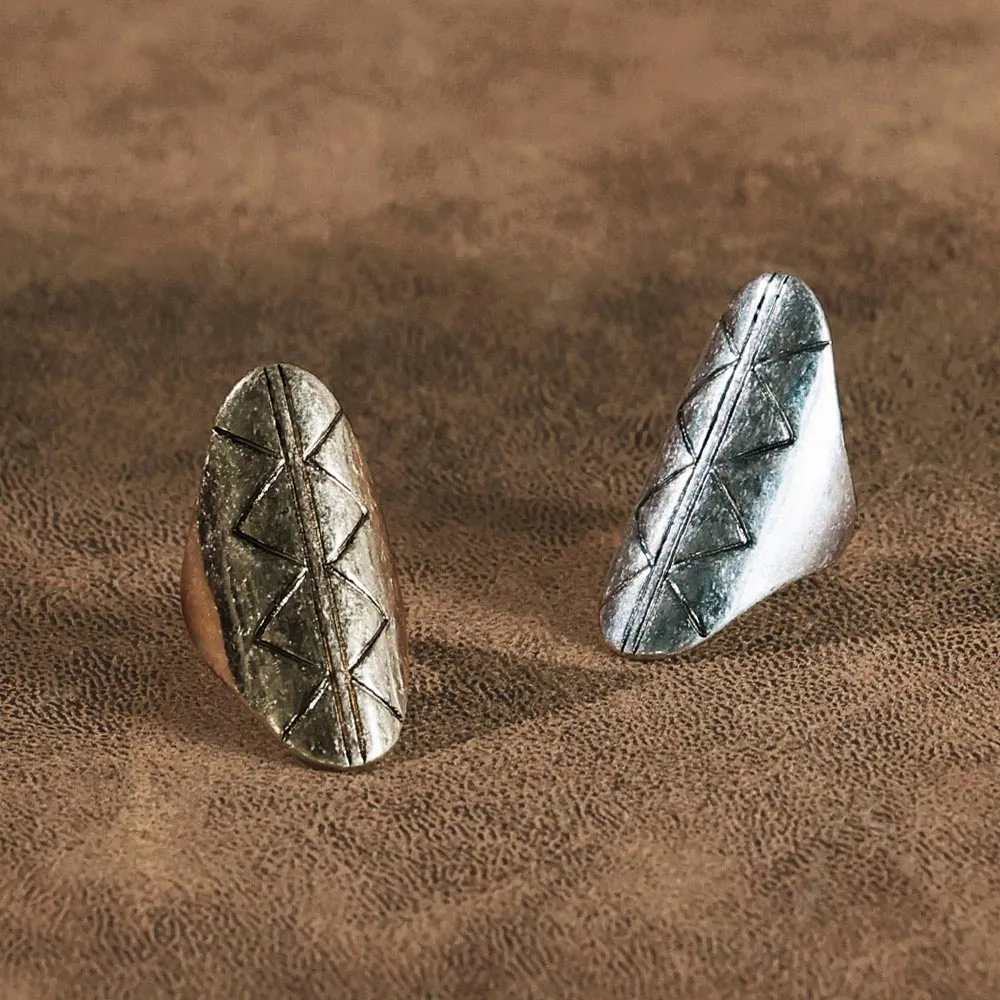 Long Oval Textured Open Ring