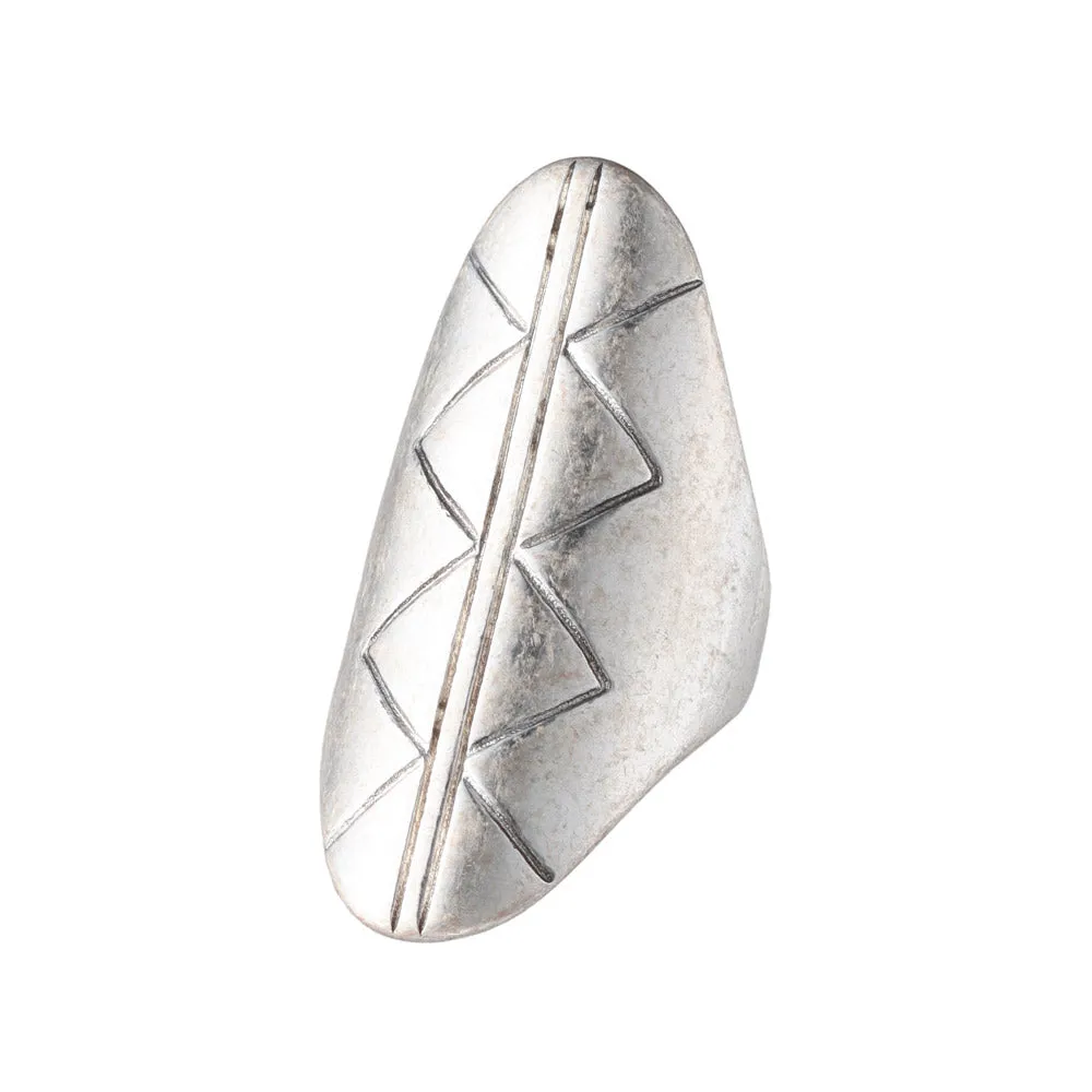 Long Oval Textured Open Ring