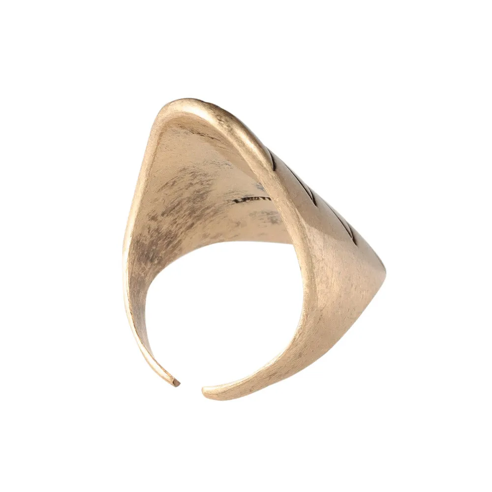 Long Oval Textured Open Ring
