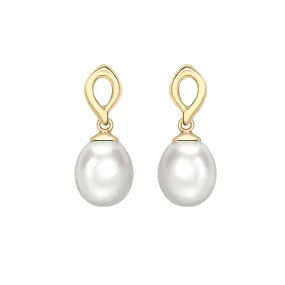 Matt Aminoff Cultured Pearl and Diamond Drop Earrings | 9K Yellow Gold