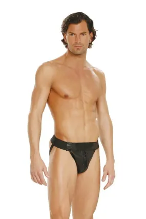 Men’s Black Leather Jock Strap Brief Underwear