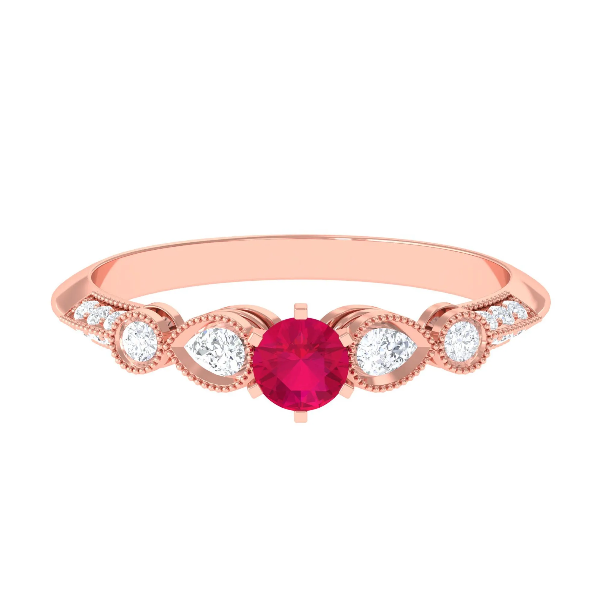 Minimal Ruby Engagement Ring with Diamond Accent