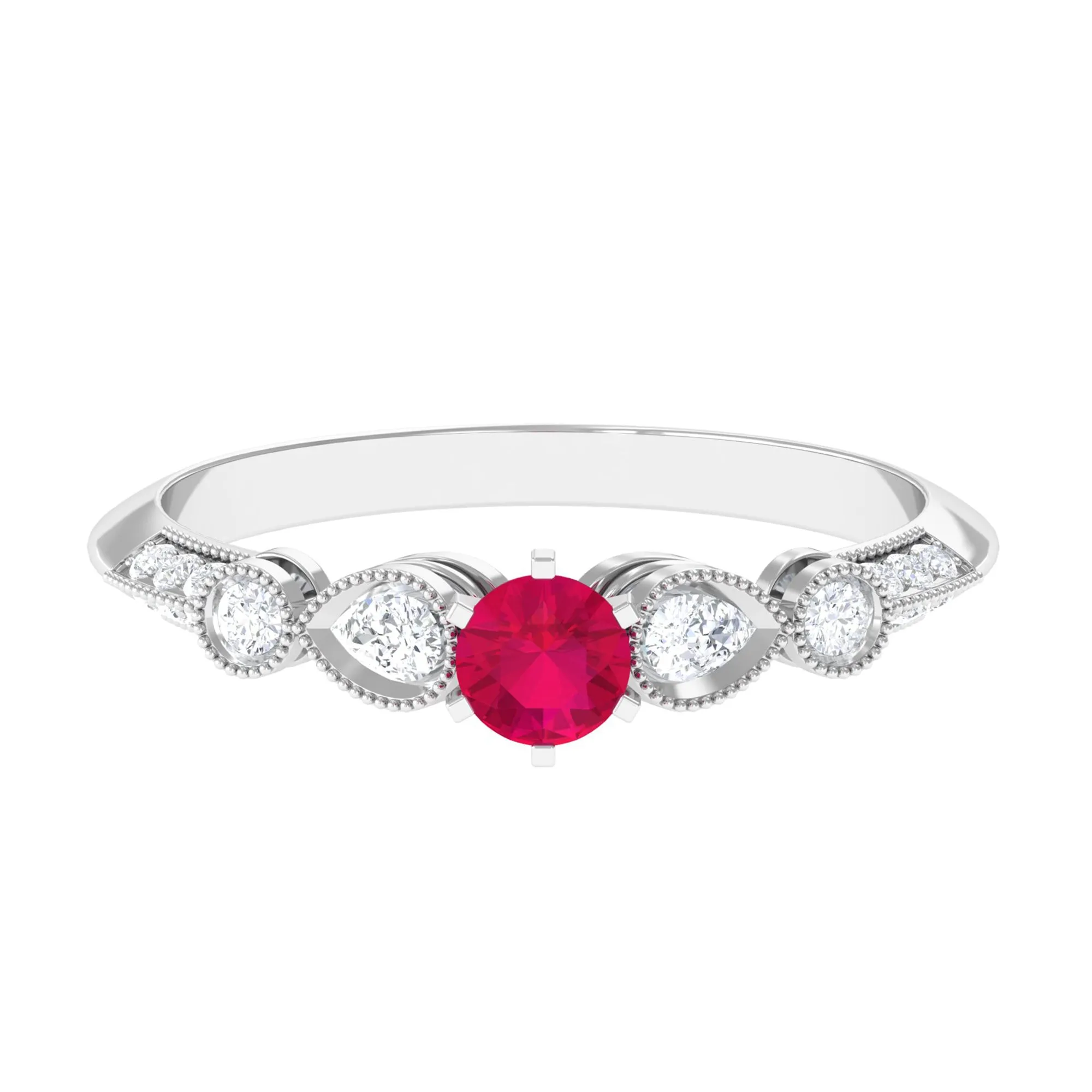 Minimal Ruby Engagement Ring with Diamond Accent