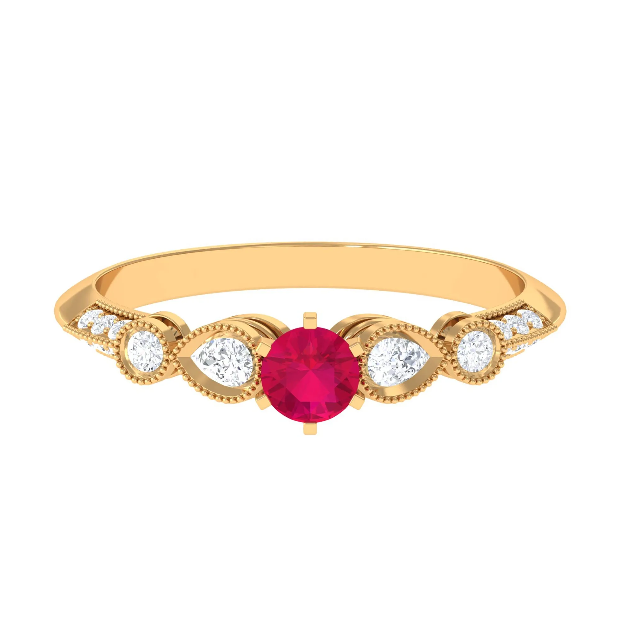 Minimal Ruby Engagement Ring with Diamond Accent