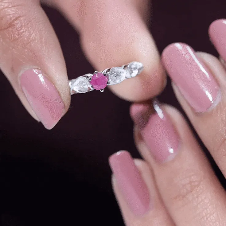 Minimal Ruby Engagement Ring with Diamond Accent