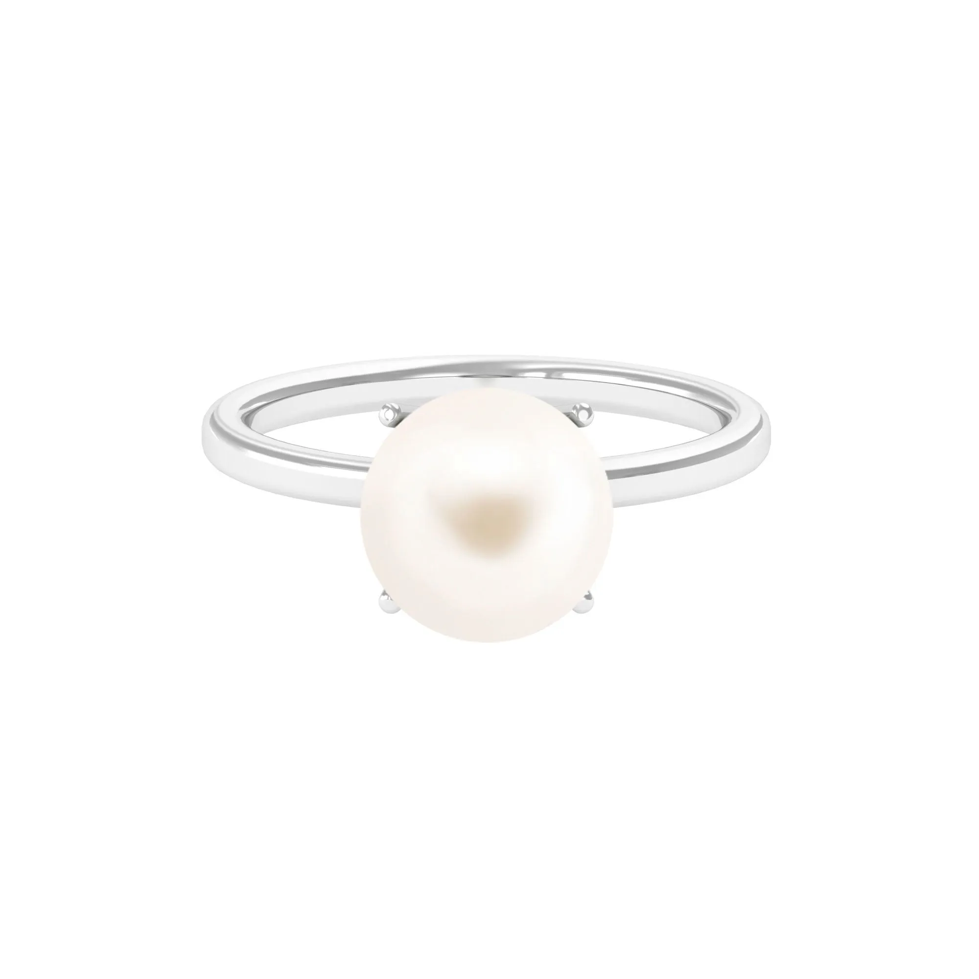 Minimal White Pearl Solitaire Ring