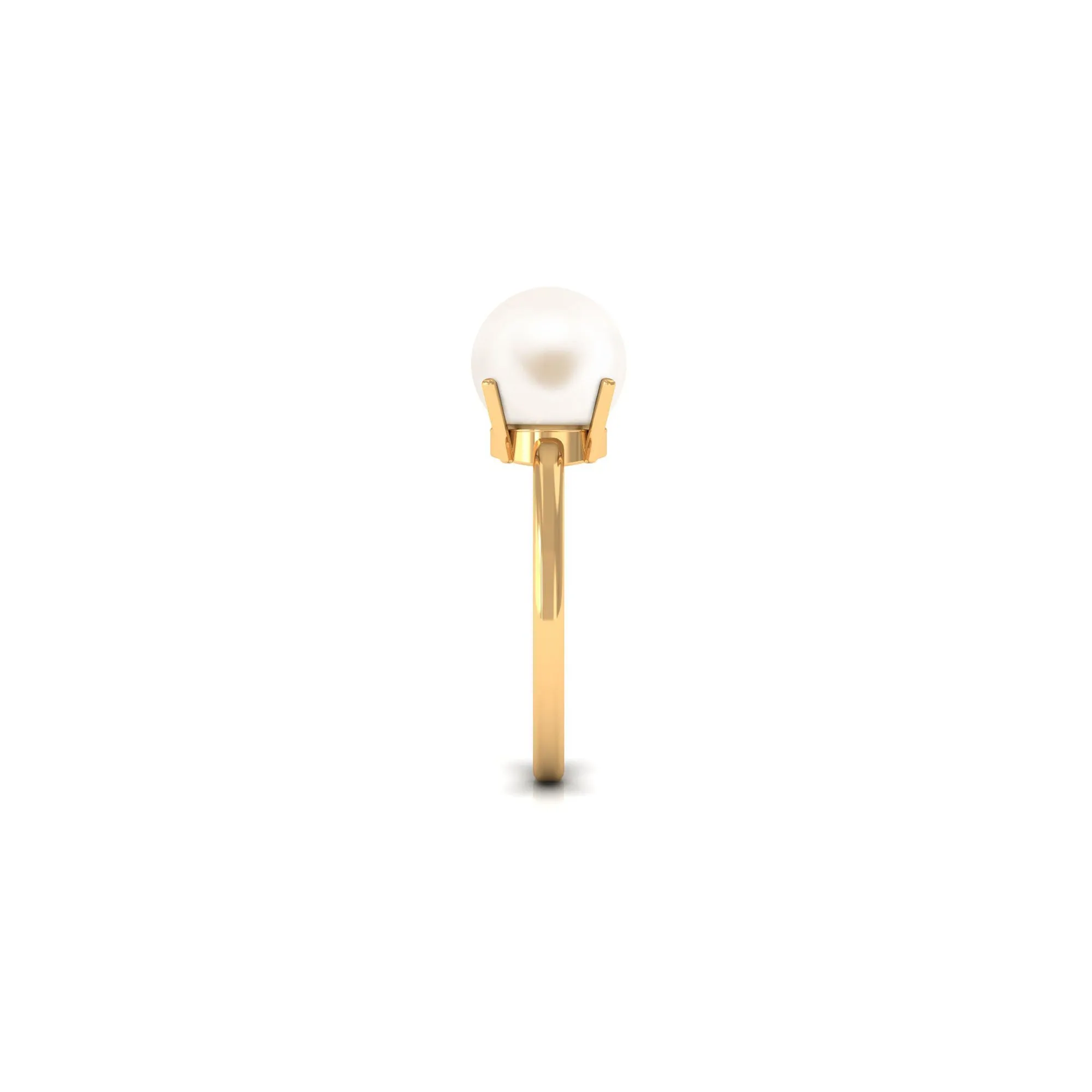 Minimal White Pearl Solitaire Ring