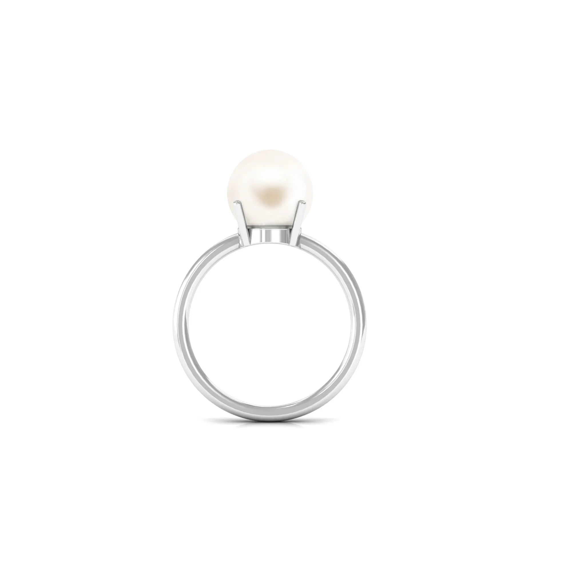 Minimal White Pearl Solitaire Ring