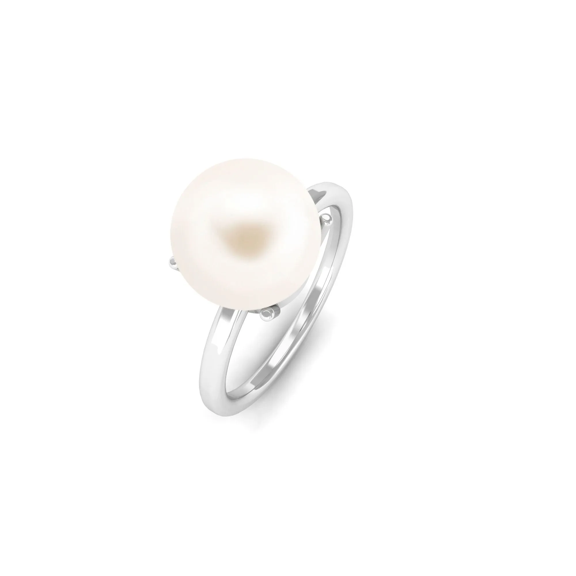 Minimal White Pearl Solitaire Ring
