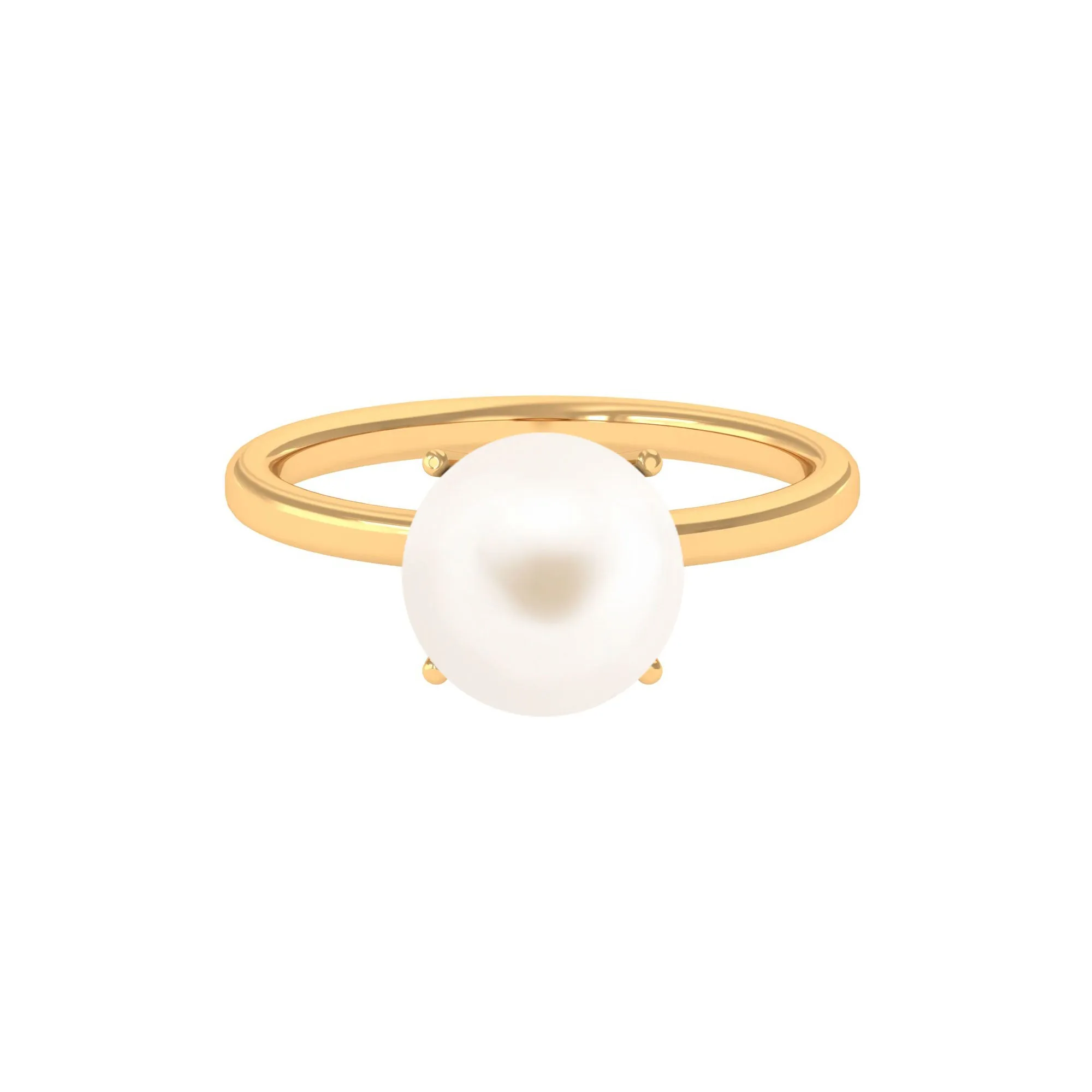 Minimal White Pearl Solitaire Ring