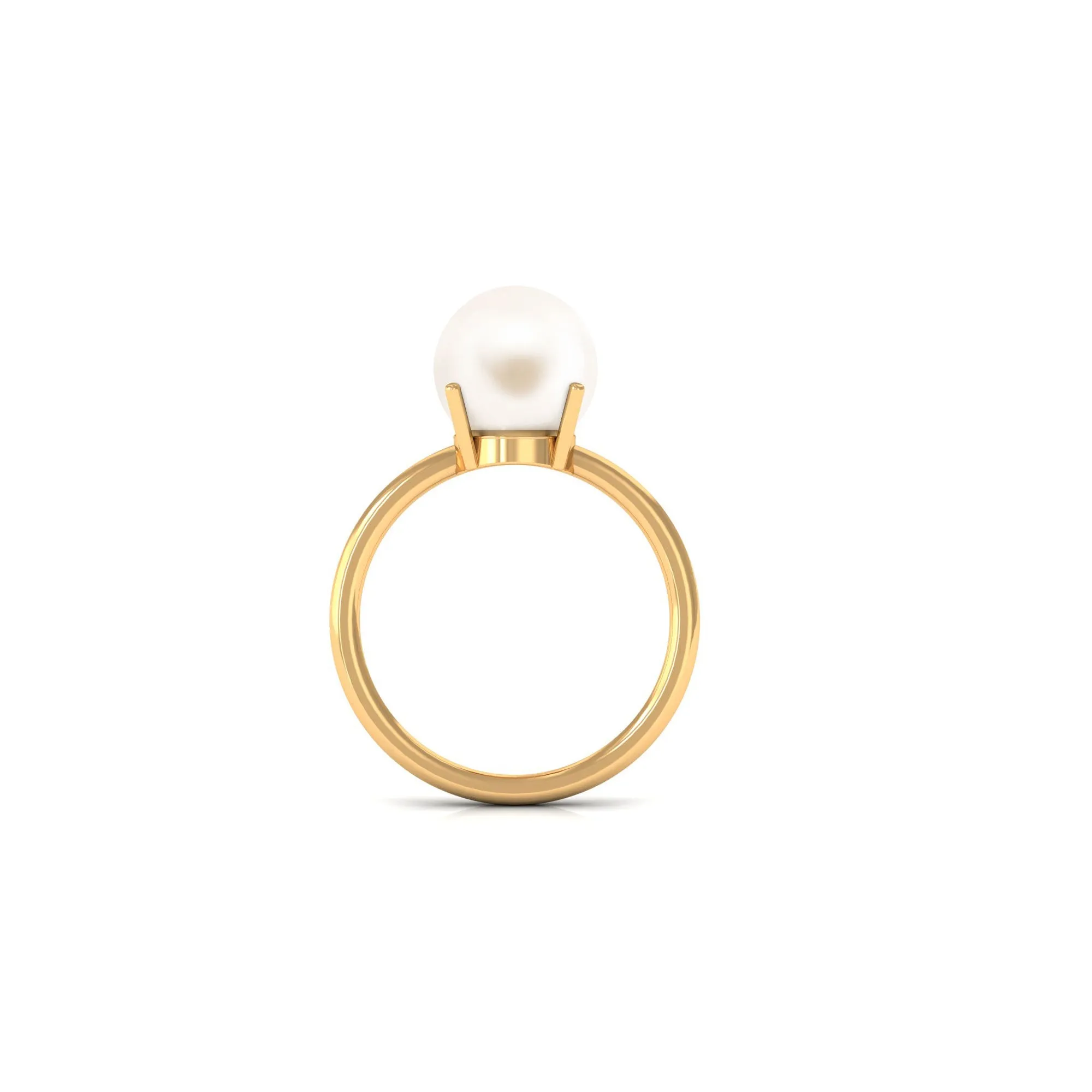 Minimal White Pearl Solitaire Ring