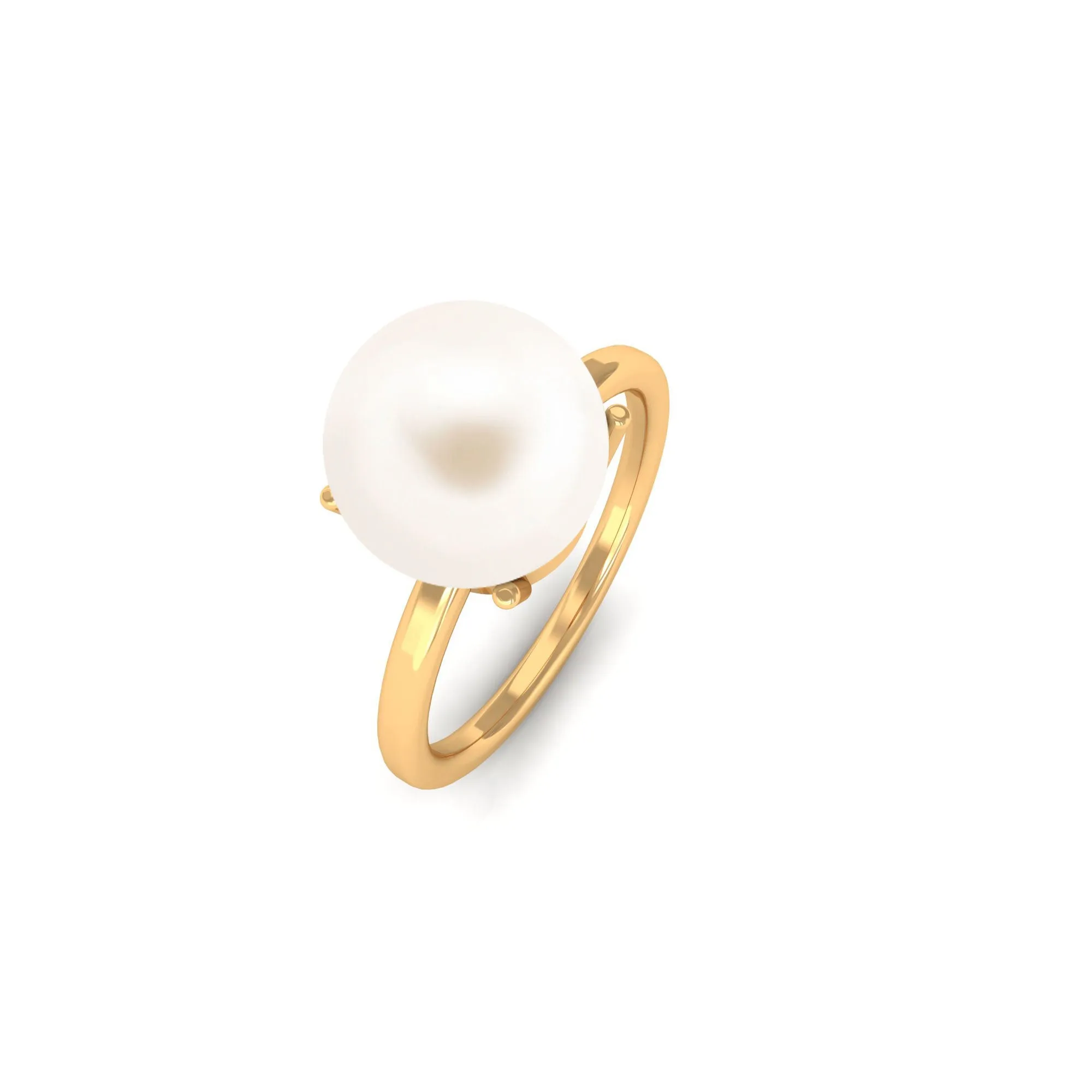 Minimal White Pearl Solitaire Ring
