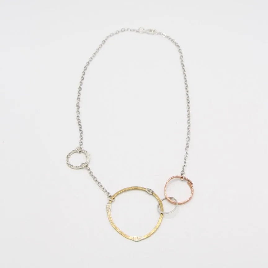Mixed Metal Random Circles Necklace