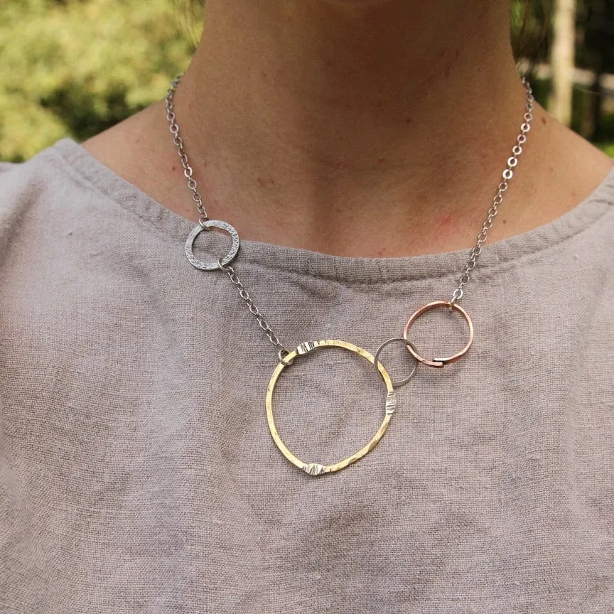Mixed Metal Random Circles Necklace
