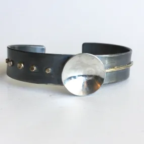 Modern Sterling Silver and Gold Cuff Bracelet