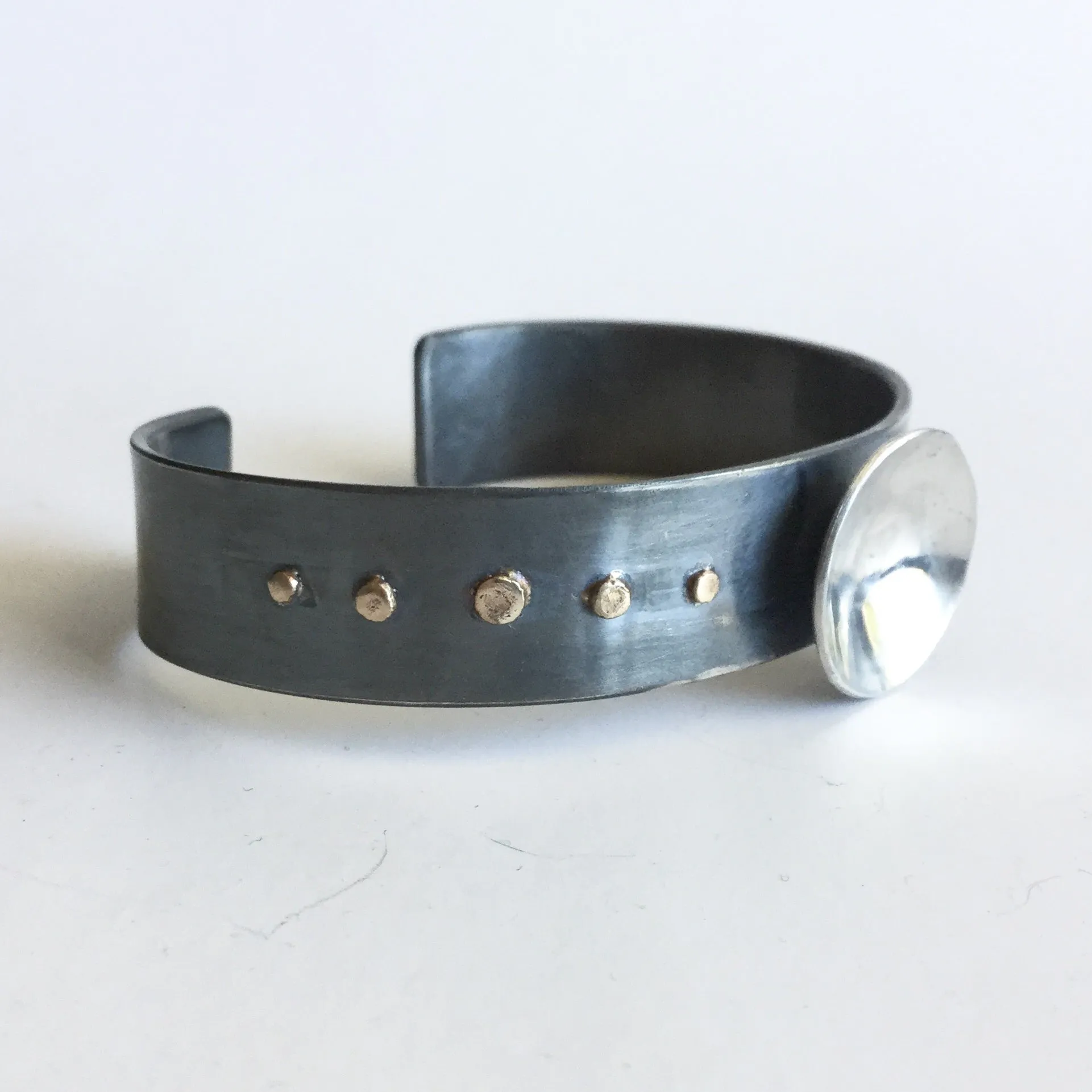 Modern Sterling Silver and Gold Cuff Bracelet