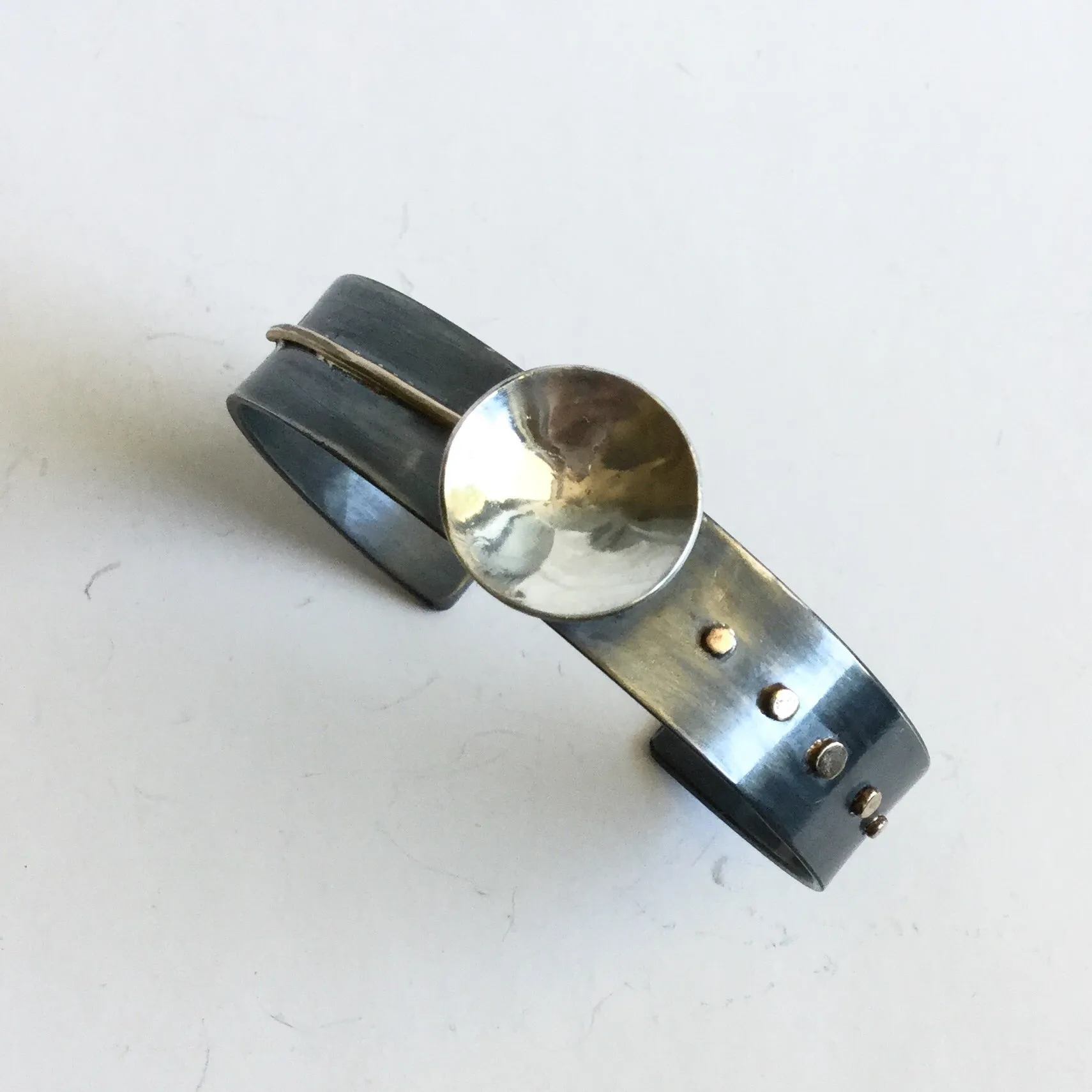 Modern Sterling Silver and Gold Cuff Bracelet