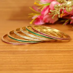 MULTICOLOUR GOLD PLATED FINE CZ THIN BANGLES