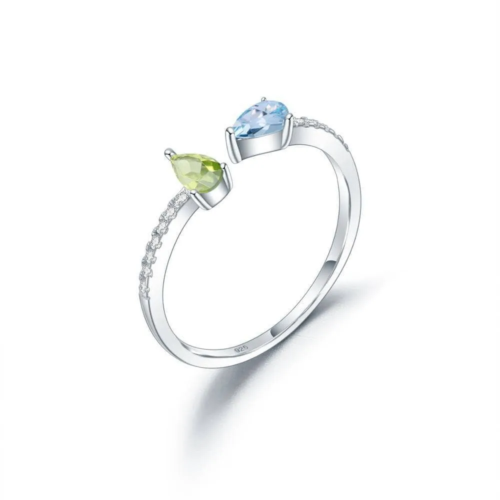 Natural Gemstones Adjustable Stack Ring Band