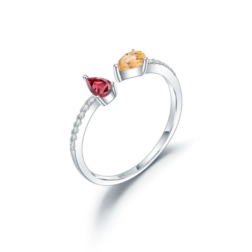 Natural Gemstones Adjustable Stack Ring Band