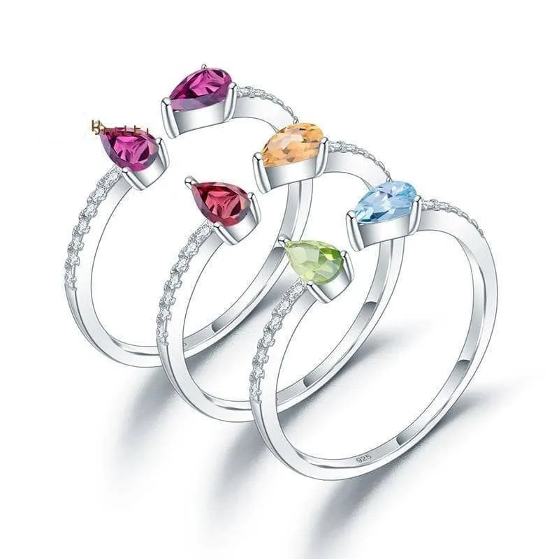 Natural Gemstones Adjustable Stack Ring Band