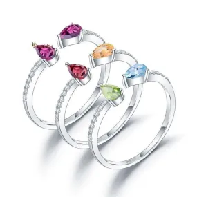 Natural Gemstones Adjustable Stack Ring Band