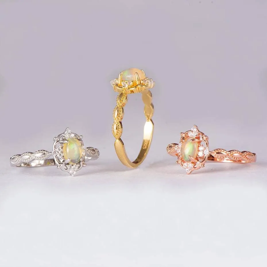 Natural Opal Gemstone Ring