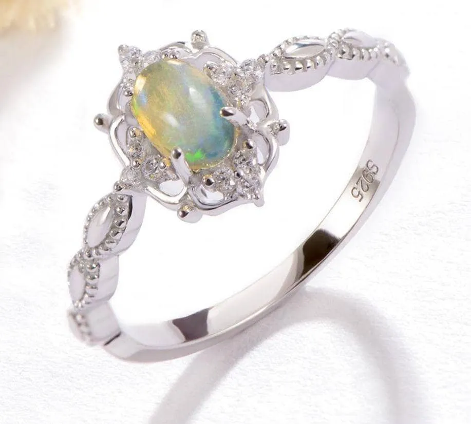 Natural Opal Gemstone Ring