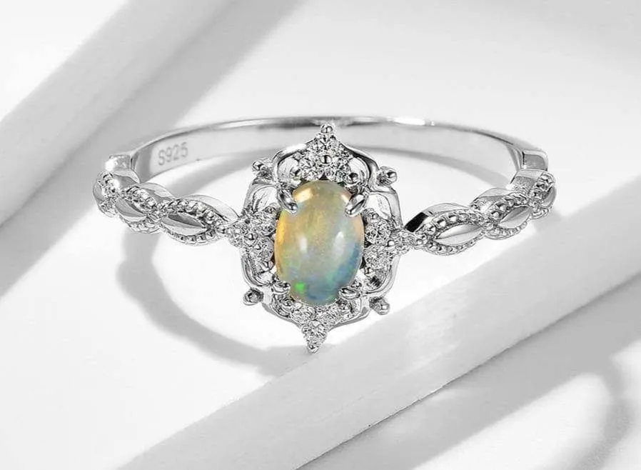 Natural Opal Gemstone Ring