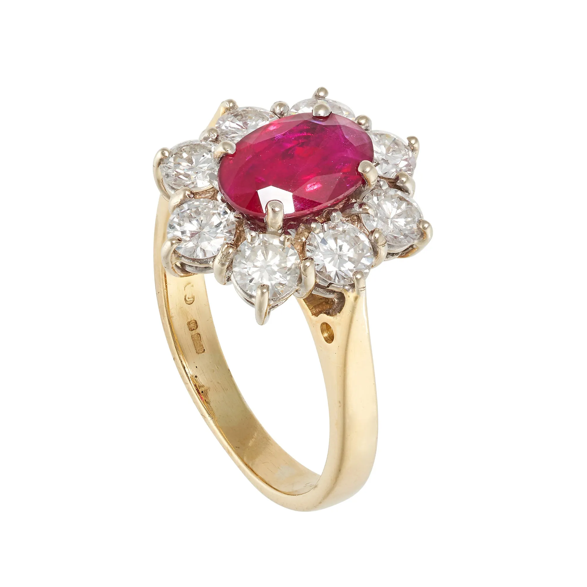*NEW* Vintage Ruby & Diamond Cluster Ring 18ct Yellow Gold
