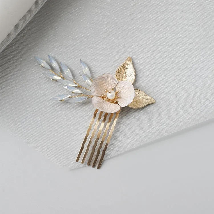 Opal Pearl and Flower Bridal Headpieces