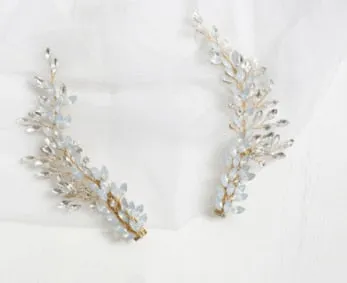 Opal Pearl and Flower Bridal Headpieces