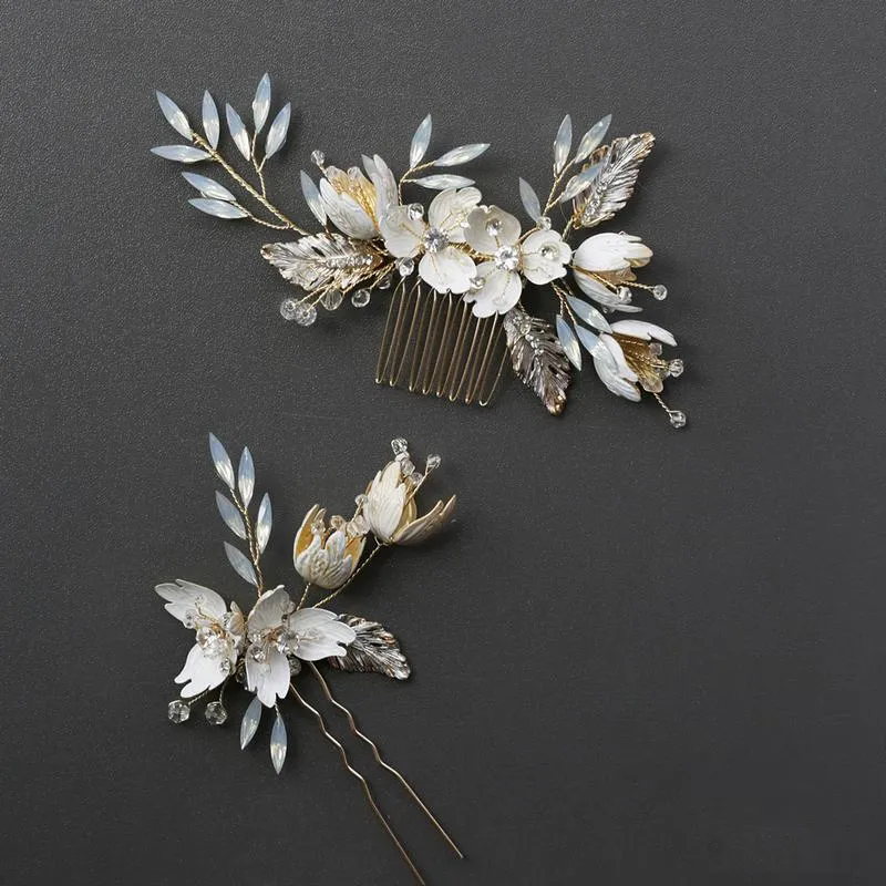 Opal Pearl and Flower Bridal Headpieces
