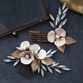 Opal Pearl and Flower Bridal Headpieces