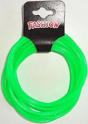 Pack of 12 Fluorescent Neon Green Gummy Bracelets Wristbands Bangles Boys Girls