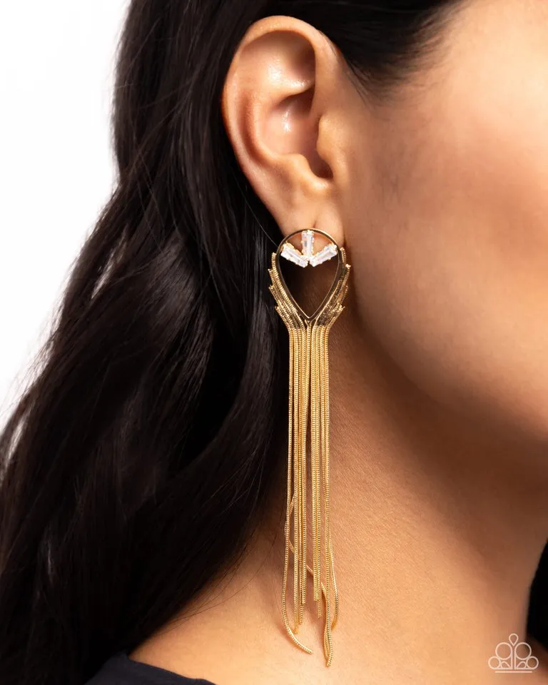 Paparazzi Earring ~ Elongated Effervescence - Gold